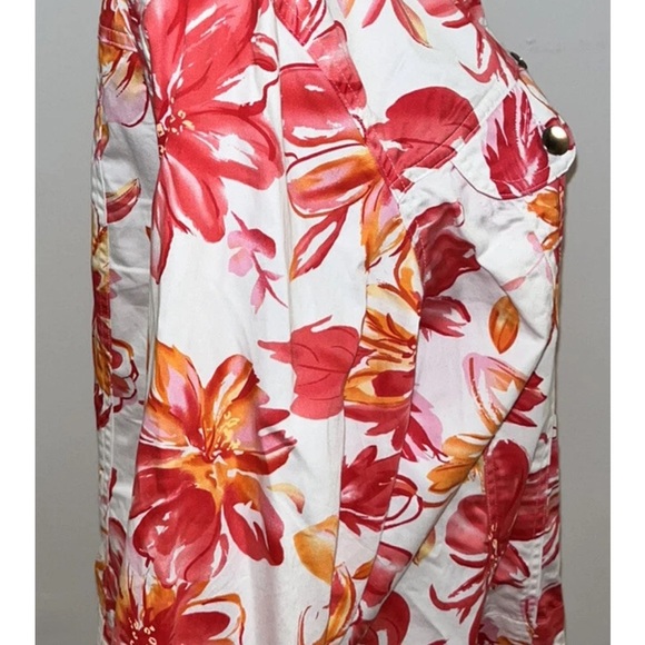 Coldwater Creek floral cotton stretch light jacket plus size 1X - Picture 3 of 5